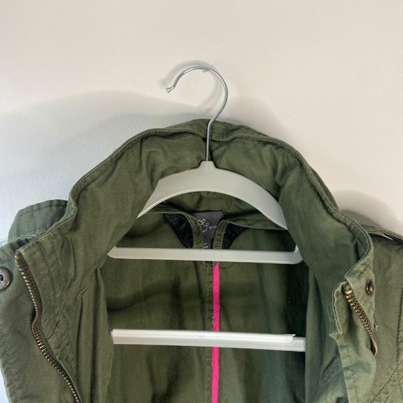 Market & Spruce Olive Green Long Cotton Jacket Vest Zip Up Hood Size Small - Picture 5 of 7